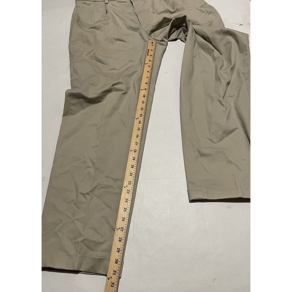Brooks Brothers Tan Pants 36‎ X 31.5 Advantage Chino Elliot Pleated Cuffed 346 - Picture 4 of 7